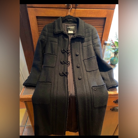CHANEL Jackets & Blazers - Chanel Black Wool Trench Coat size 38